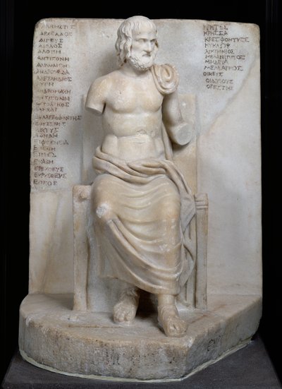 Statua di Euripide (c.484-06 a.C.) (marmo) da Roman